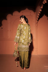 Mehendi Green Brocade Embroidered Cord Set