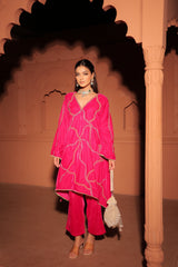 Pink Embroidered Velvet Kurta Set