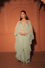 Sea Foam Green Floral Embroidered Layered Set