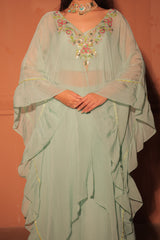 Sea Foam Green Floral Embroidered Layered Set