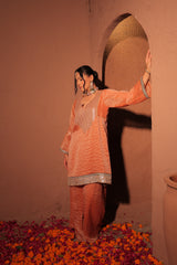 Rust Orange Hand Embroidered Kurta Set