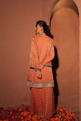 Rust Orange Hand Embroidered Kurta Set