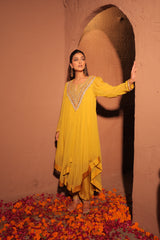 Mustard Yellow Mirror Embellished Set