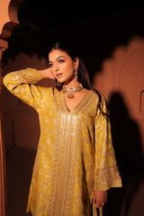 Mustard Yellow Brocade Embroidered Cord Set