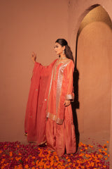 Coral Pink Gota Patti Kurta Set