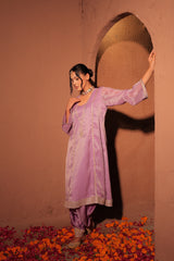 Lilac Organza Kurta Set