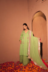 Pistachio Green Mirror Work Kurta Set