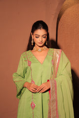 Pistachio Green Mirror Work Kurta Set