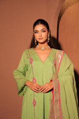 Pistachio Green Mirror Work Kurta Set