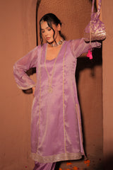 Lilac Organza Kurta Set