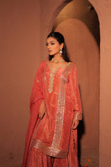 Coral Pink Gota Patti Kurta Set