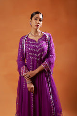 Elegant Purple Anarkali with Embroidered Detailing