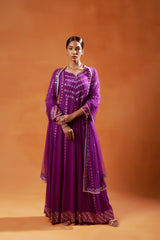 Elegant Purple Anarkali with Embroidered Detailing