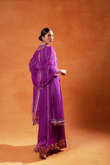 Elegant Purple Anarkali with Embroidered Detailing