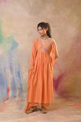 Peach Floral Embroidered Salwar Kameez Set