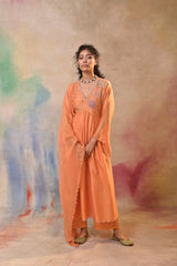 Peach Floral Embroidered Salwar Kameez Set