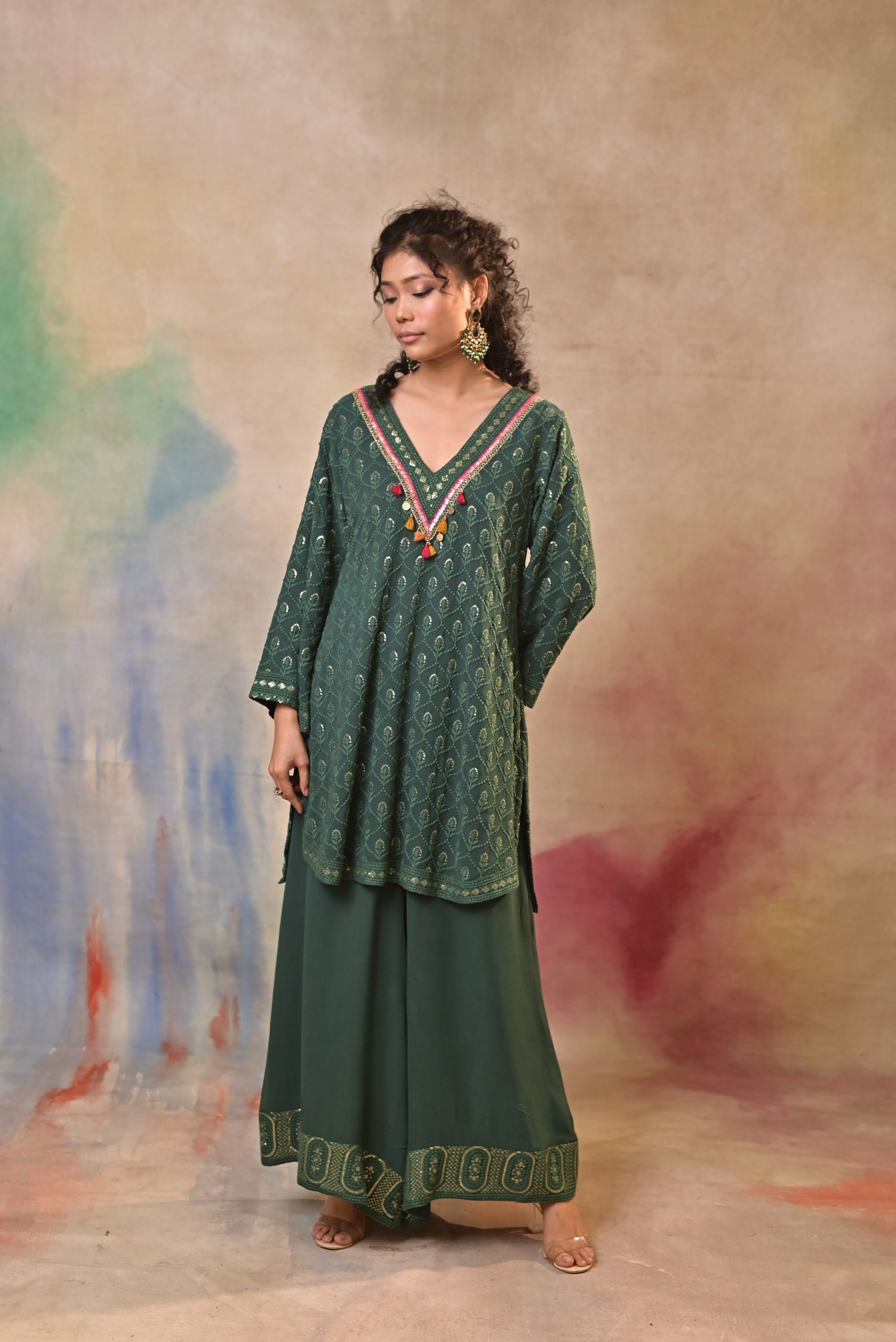 Green Sharara Set