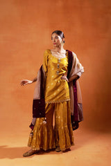 Mustard Yellow Embroidered Sharara Set