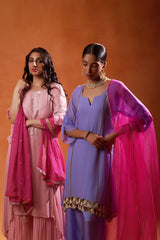 Pink Embroidered Sharara Set