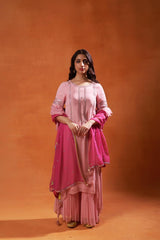 Pink Embroidered Sharara Set