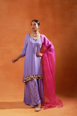 Lavender Embroidered Sharara Set