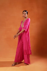 Vibrant Pink Kaftan with Embellished Detailing