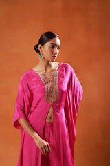 Vibrant Pink Kaftan with Embellished Detailing