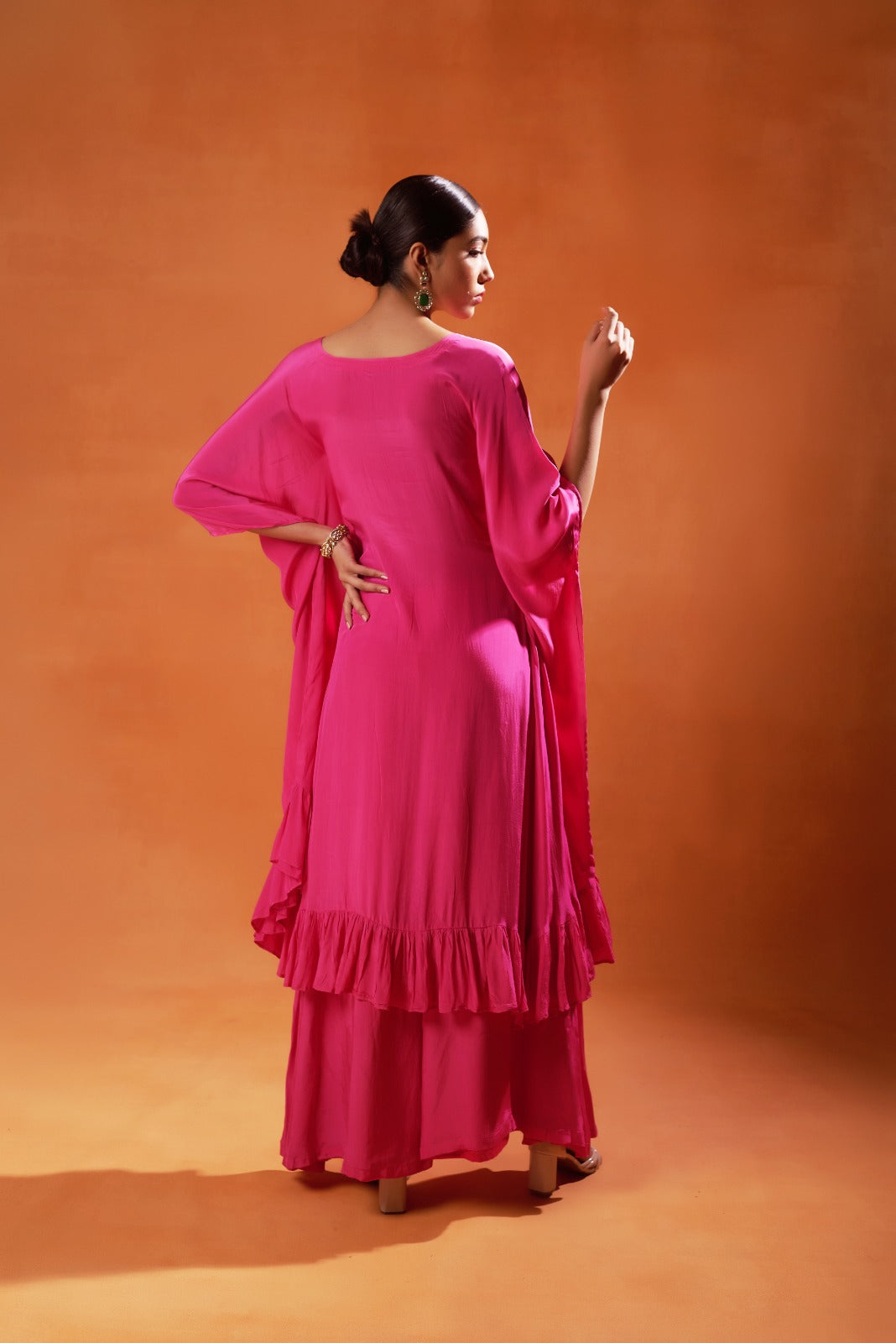 Vibrant Pink Kaftan with Embellished Detailing