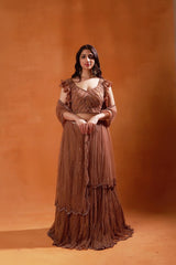 Dusty Rose Ruffle Lehenga Set