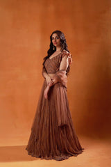 Dusty Rose Ruffle Lehenga Set