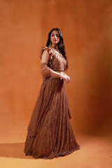 Dusty Rose Ruffle Lehenga Set