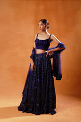 Navy Blue Sequined Lehenga Set