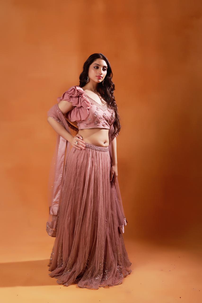 Blush Pink Embroidered Lehenga Set