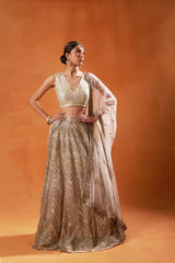 Gold Sequin Embellished Lehenga Set