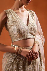 Gold Sequin Embellished Lehenga Set