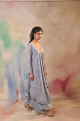 Elegant Grey Embroidered Indo-Western Set