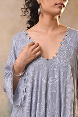 Elegant Grey Embroidered Indo-Western Set