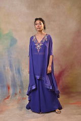 Royal Blue Embroidered Indo-Western Ensemble