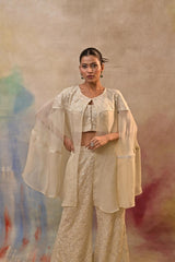 Ivory Embroidered Indo-Western Ensemble