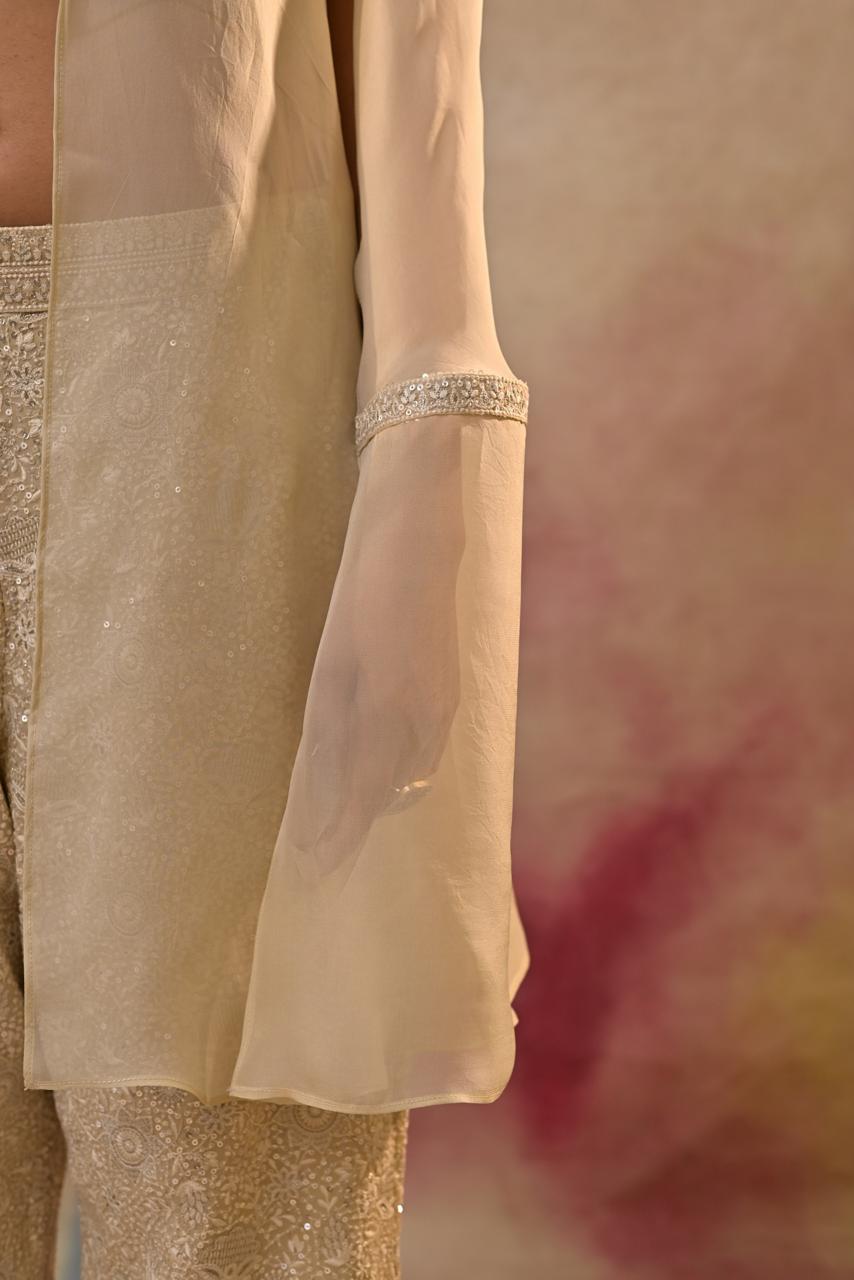 Ivory Embroidered Indo-Western Ensemble