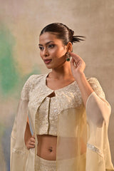 Ivory Embroidered Indo-Western Ensemble