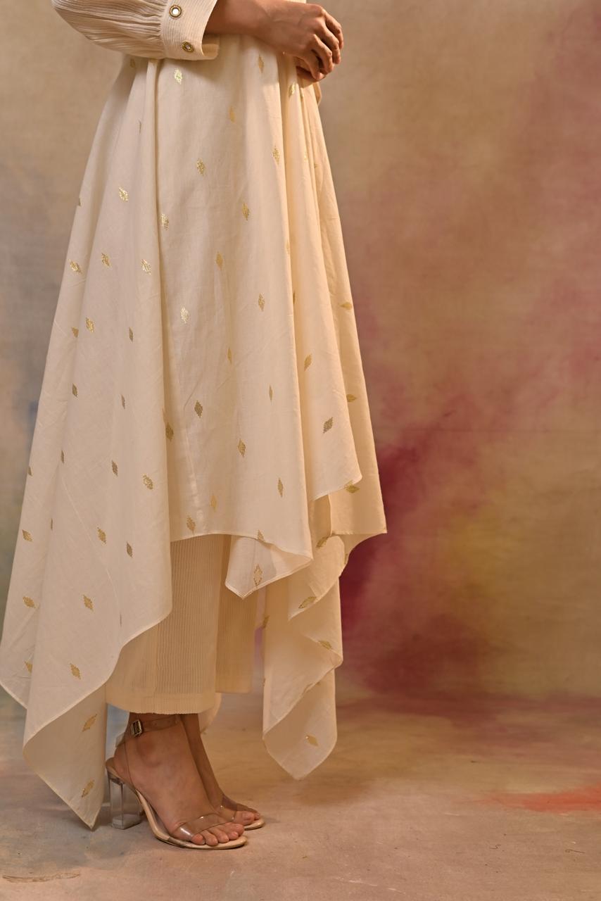 Ivory Gold Accent Indo-Western Dress