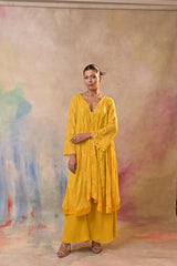 Radiant Yellow Embroidered Indo-Western Set