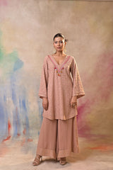 Beige Embroidered Sharara Set